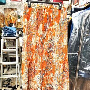 Maxi Skirt With Ultra Thin Permanent  Pressed Pleats In Abstract Print